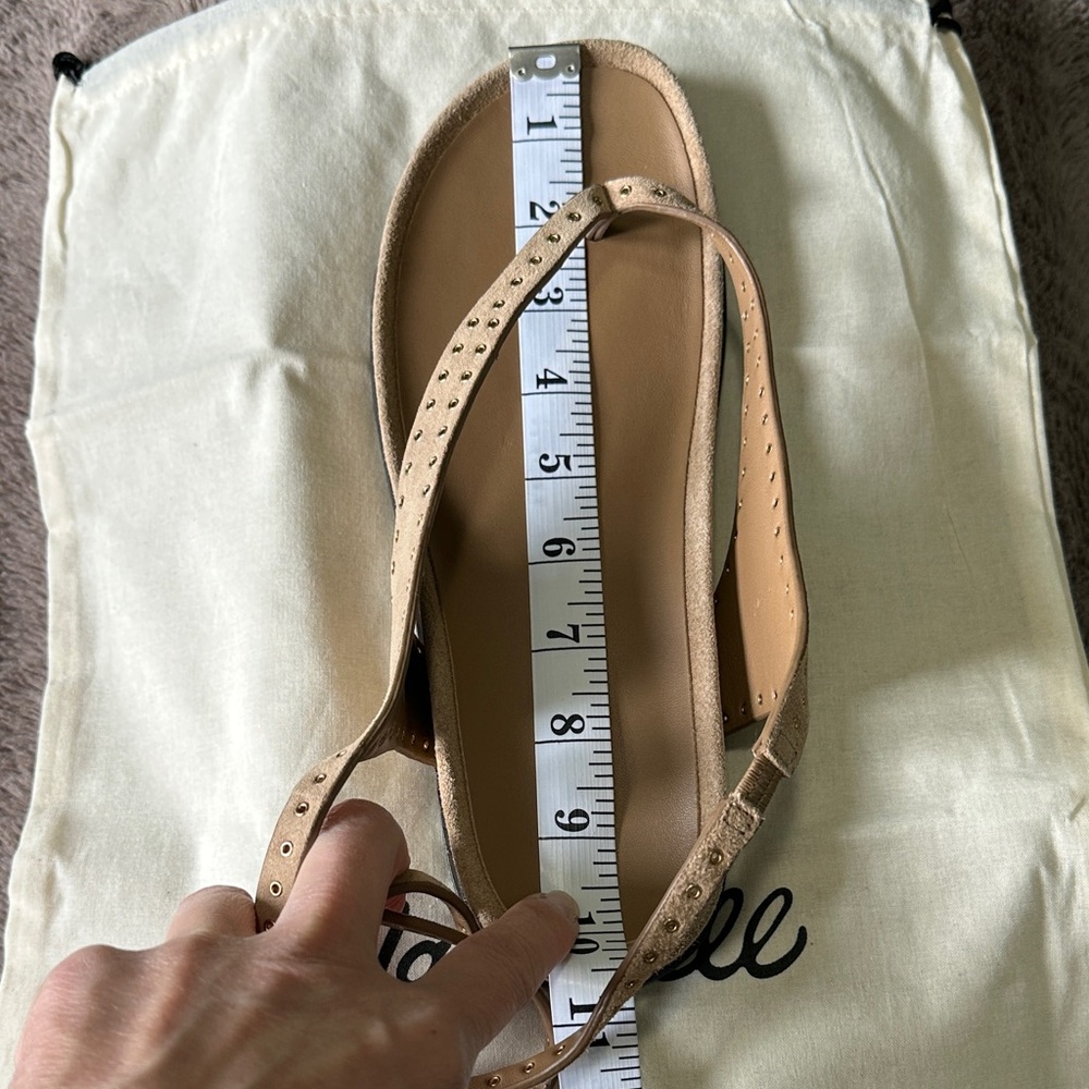 Madewell Tan Suede Ankle-Strap Thong Sandals - Picture 9 of 10